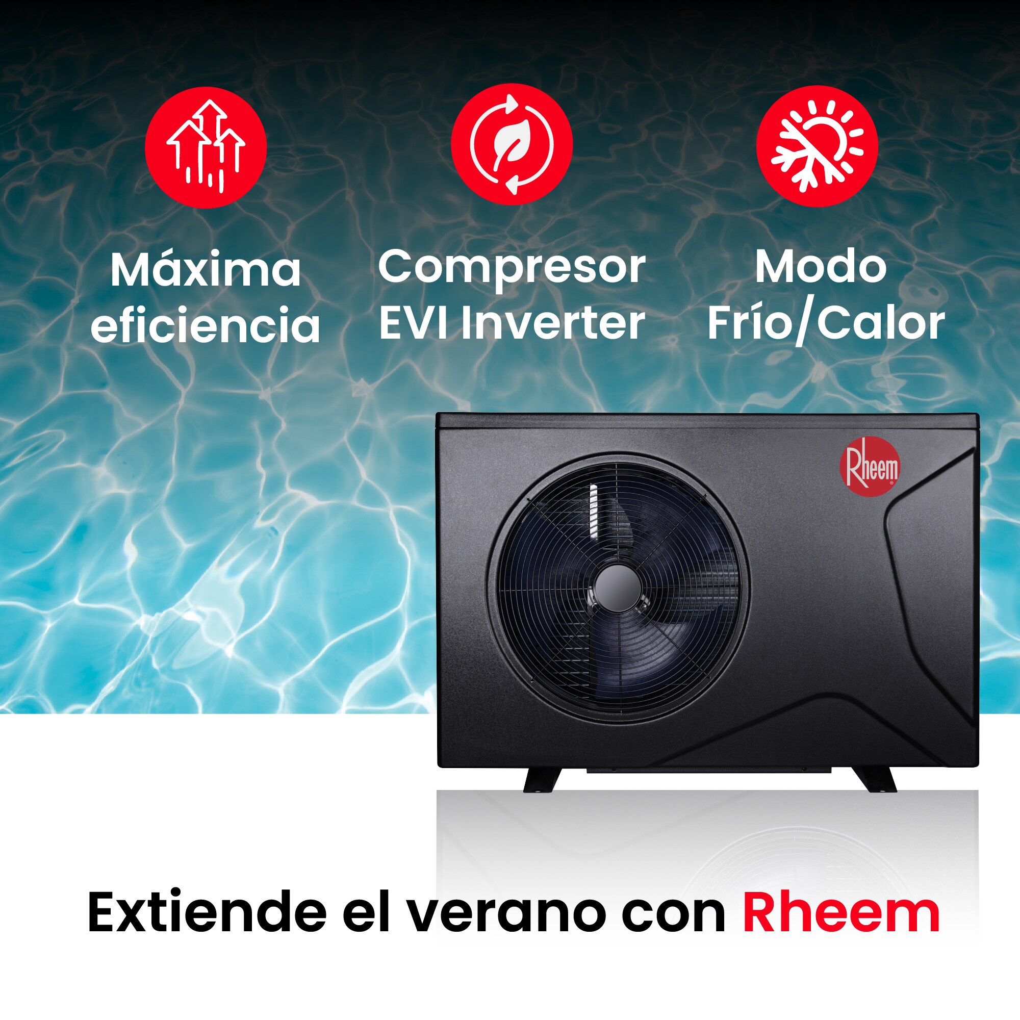 BOMBA DE CALOR PISCINA 14 KW INVERTER RHEEM 48 M3 CROSSWIND L - Imagen 4